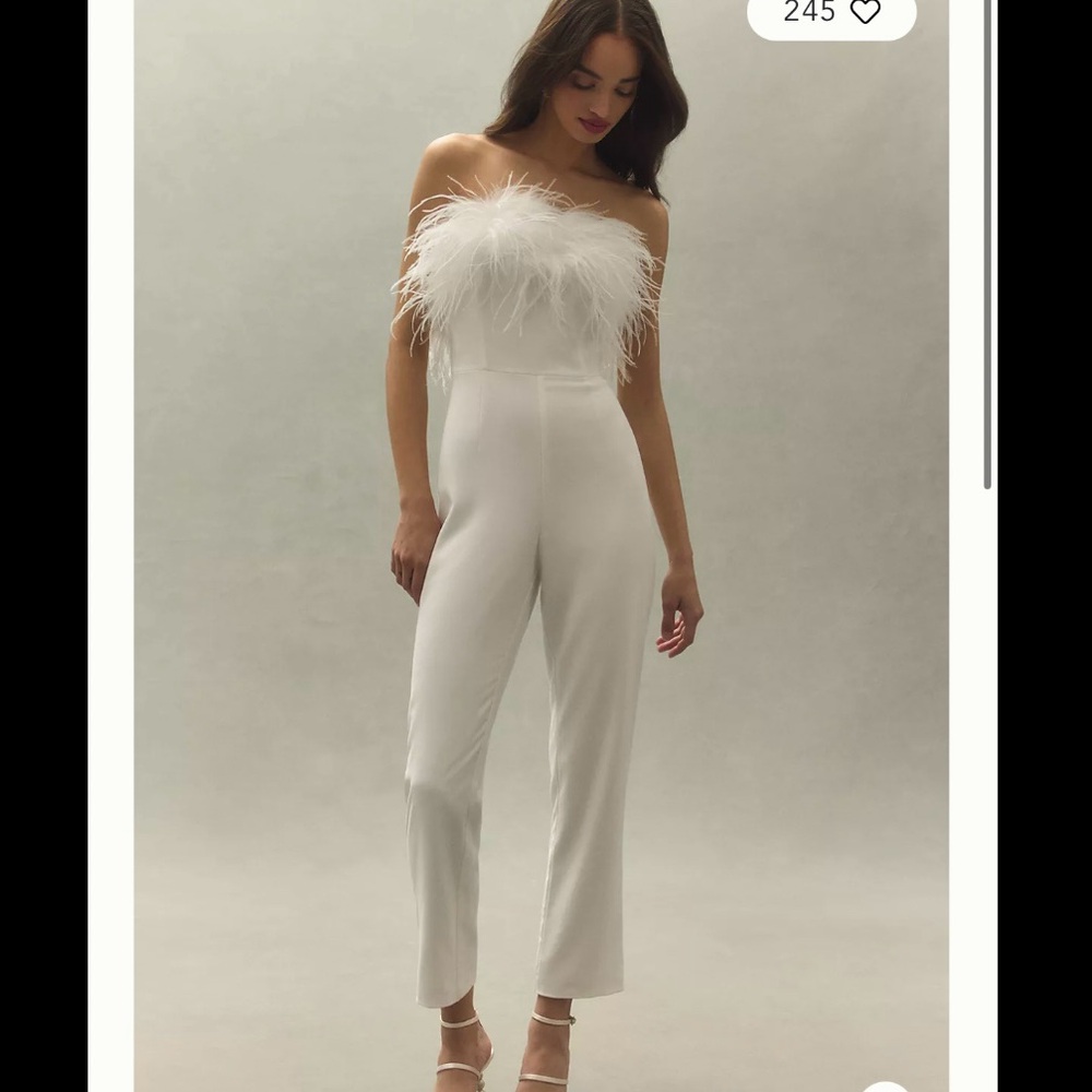 Anthropologie Hutch White Feathered Jumpsuit
